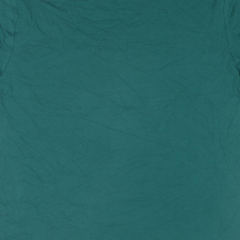 Marks and Spencer Mens Green Cotton T-Shirt Size M Round Neck - Christmas Gin-Gle all The Way