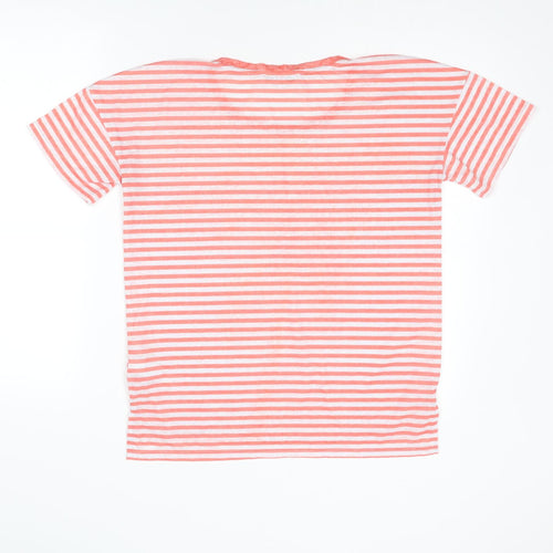 NEXT Womens Orange Striped Polyester Basic T-Shirt Size 10 Round Neck - Paradise