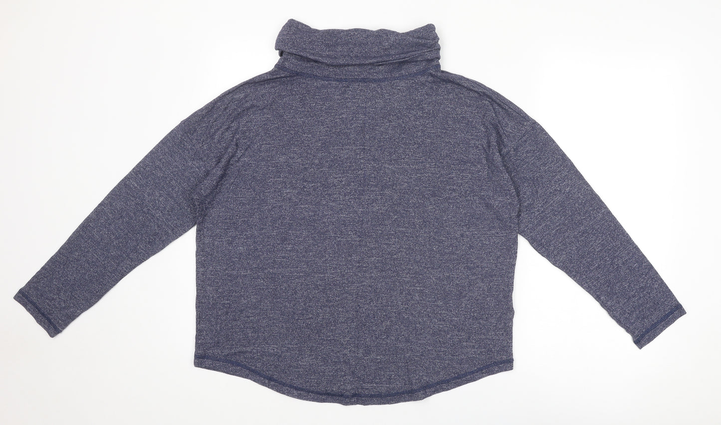 White Stuff Womens Blue Viscose Basic T-Shirt Size M Roll Neck