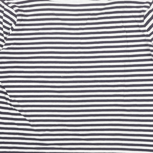 NEXT Womens Blue Striped Cotton Basic Blouse Size 14 Round Neck