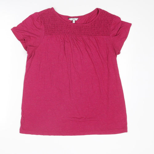 NEXT Womens Pink Viscose Basic T-Shirt Size 14 Round Neck