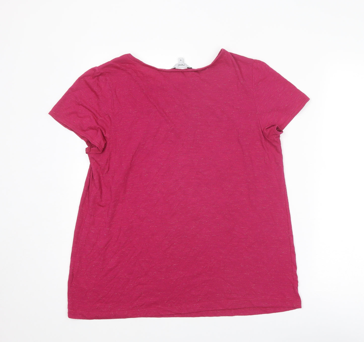 NEXT Womens Pink Viscose Basic T-Shirt Size 14 Round Neck