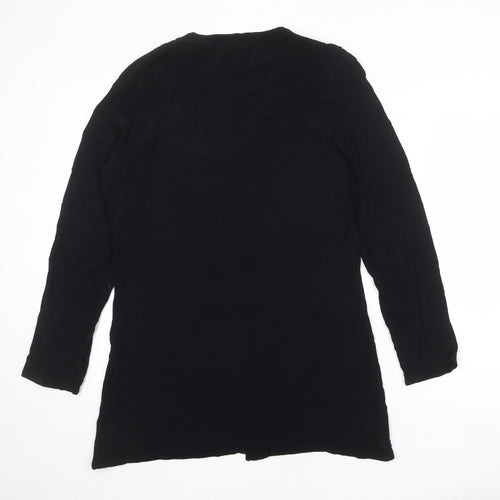 Marks and Spencer Womens Black Viscose Basic Button-Up Size 12 V-Neck