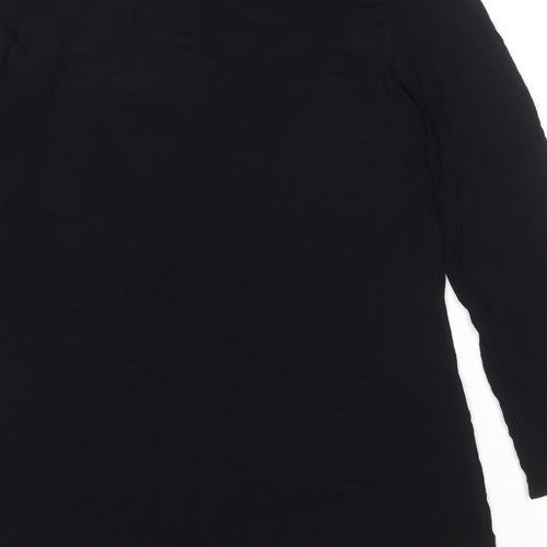 Marks and Spencer Womens Black Viscose Basic Button-Up Size 12 V-Neck