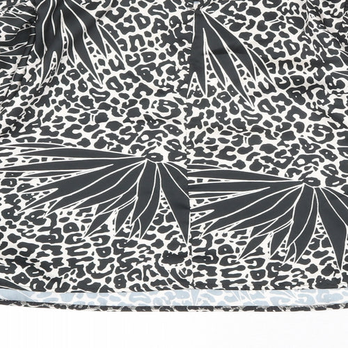 Apricot Womens Black Animal Print Polyester Basic Blouse Size L Round Neck - Leopard Print