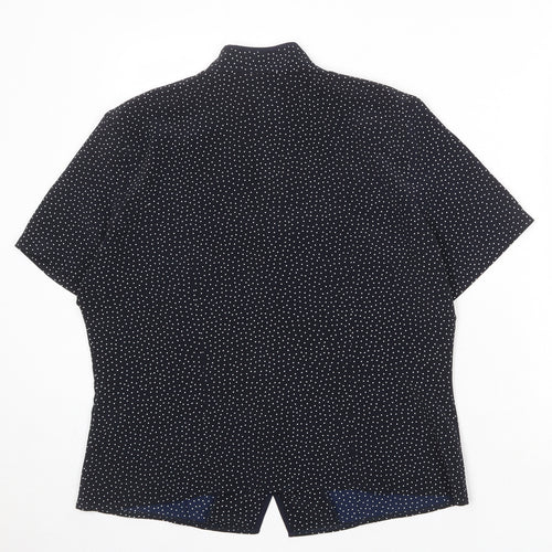 Berkertex Womens Blue Polka Dot Polyester Basic Button-Up Size 16 V-Neck
