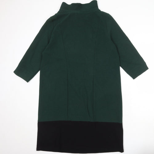 Laura Ashley Womens Green Polyester Jumper Dress Size 14 Mock Neck Pullover