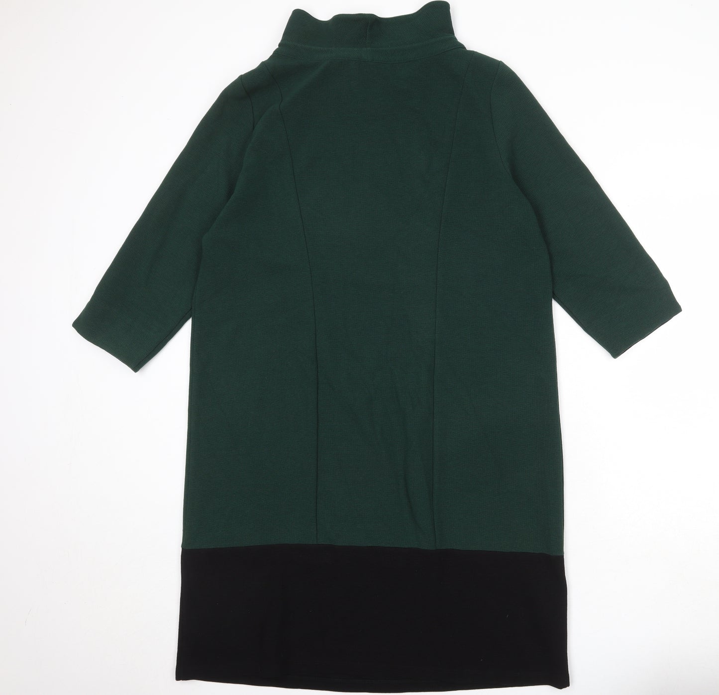 Laura Ashley Womens Green Polyester Jumper Dress Size 14 Mock Neck Pullover