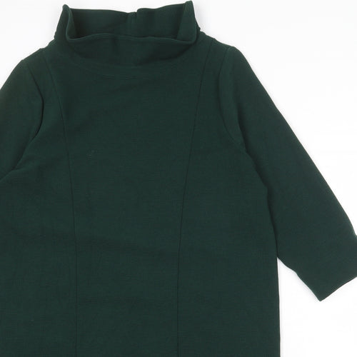 Laura Ashley Womens Green Polyester Jumper Dress Size 14 Mock Neck Pullover