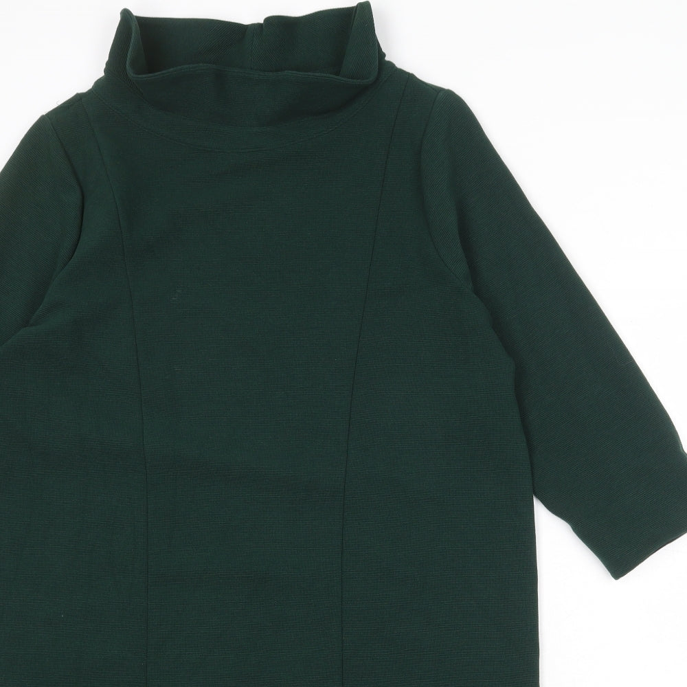 Laura Ashley Womens Green Polyester Jumper Dress Size 14 Mock Neck Pullover