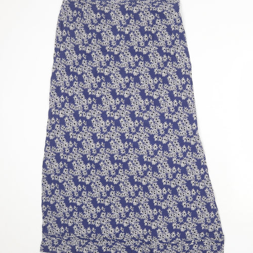 Monsoon Womens Blue Floral Viscose A-Line Skirt Size 16 Button