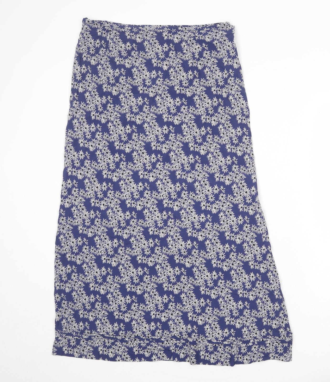 Monsoon Womens Blue Floral Viscose A-Line Skirt Size 16 Button