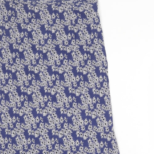 Monsoon Womens Blue Floral Viscose A-Line Skirt Size 16 Button