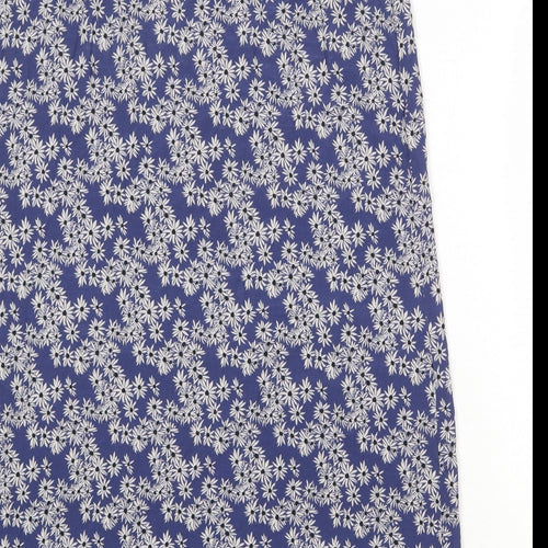 Monsoon Womens Blue Floral Viscose A-Line Skirt Size 16 Button