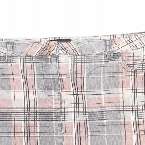 NEXT Womens Multicoloured Plaid Cotton A-Line Skirt Size 14 Zip