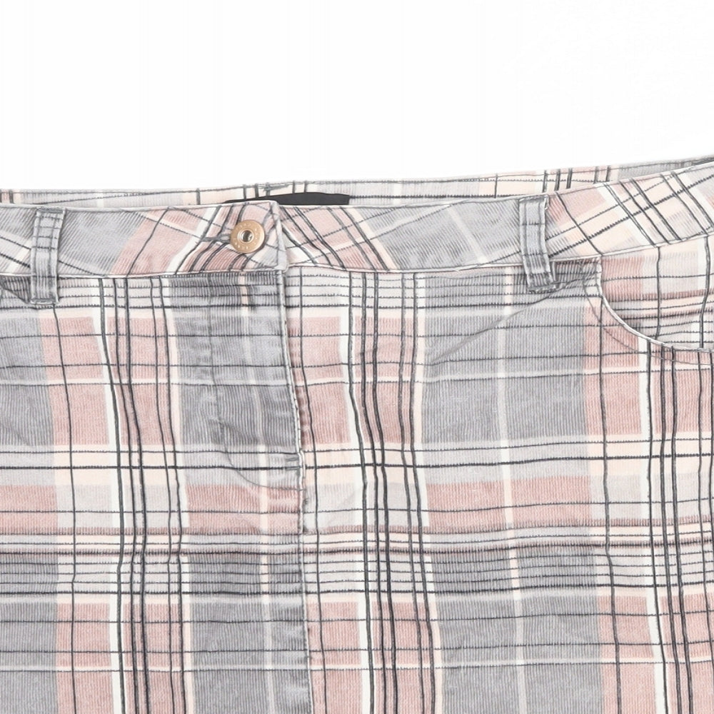 NEXT Womens Multicoloured Plaid Cotton A-Line Skirt Size 14 Zip