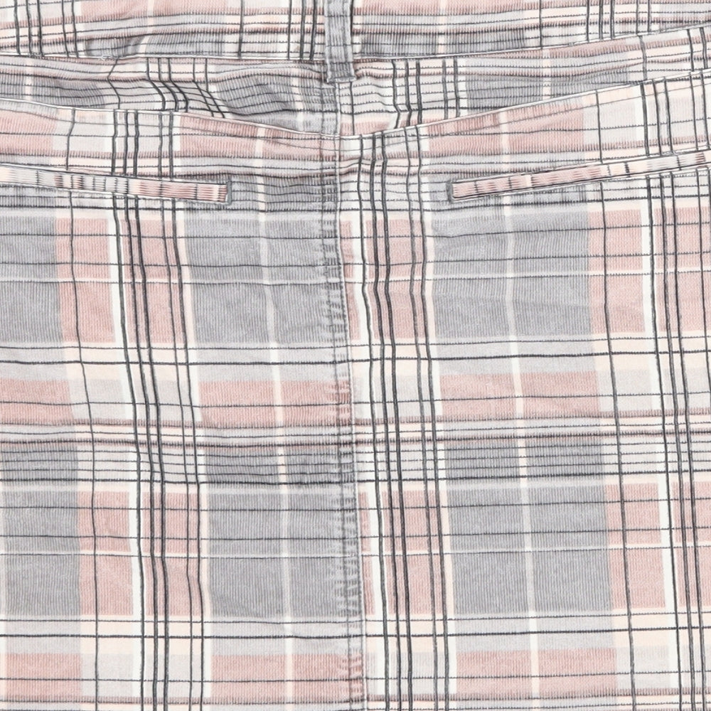 NEXT Womens Multicoloured Plaid Cotton A-Line Skirt Size 14 Zip