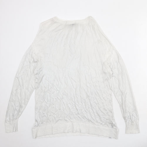 Zara Womens Silver Round Neck Viscose Pullover Jumper Size S