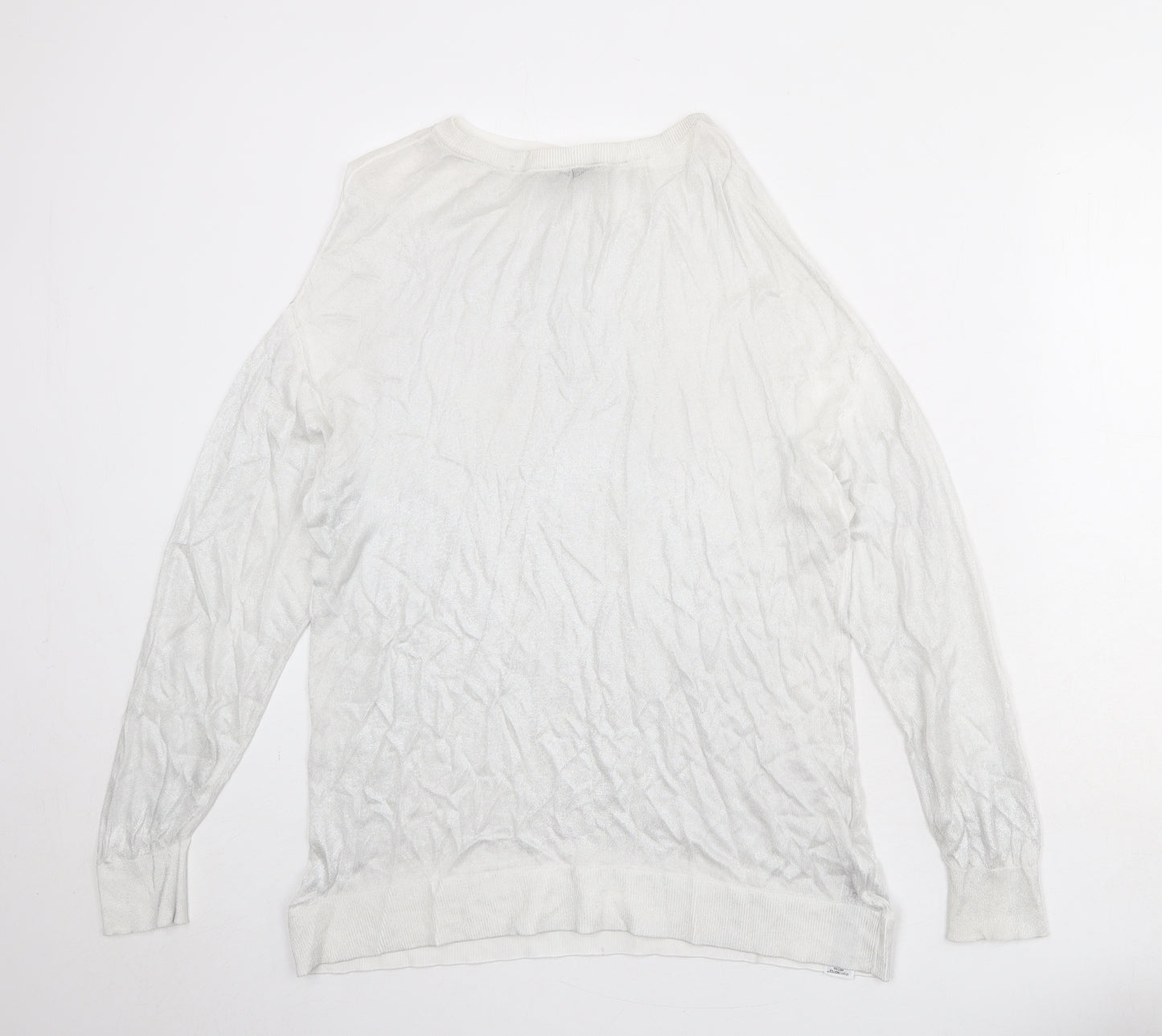 Zara Womens Silver Round Neck Viscose Pullover Jumper Size S