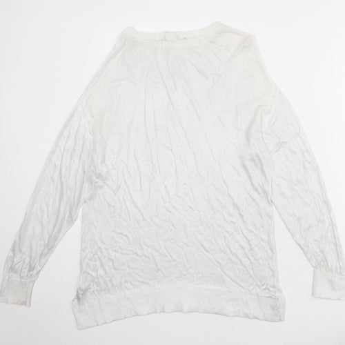Zara Womens Silver Round Neck Viscose Pullover Jumper Size S