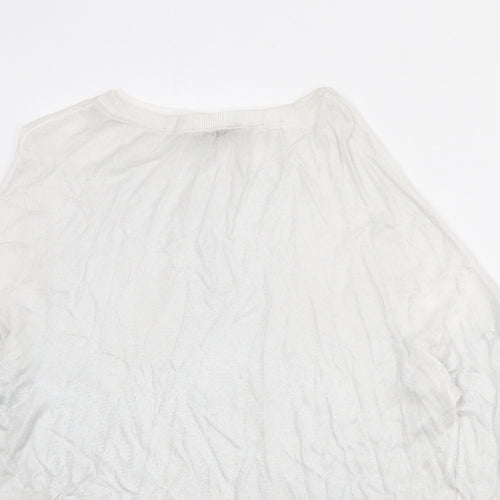 Zara Womens Silver Round Neck Viscose Pullover Jumper Size S