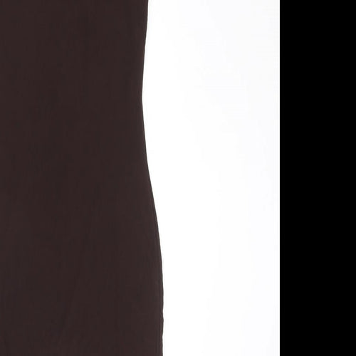 I SAW IT FIRST Womens Brown Geometric Polyester Shift Size 10 Round Neck Pullover