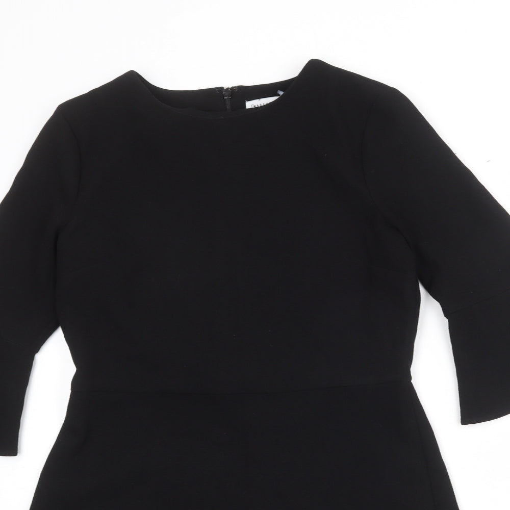 Warehouse Womens Black Polyester Shift Size 12 Round Neck Zip