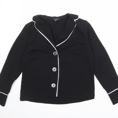 New Look Womens Black Polyester Basic Button-Up Size 6 Collared