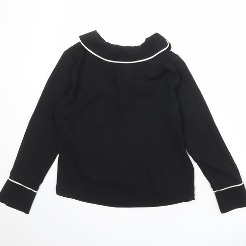 New Look Womens Black Polyester Basic Button-Up Size 6 Collared