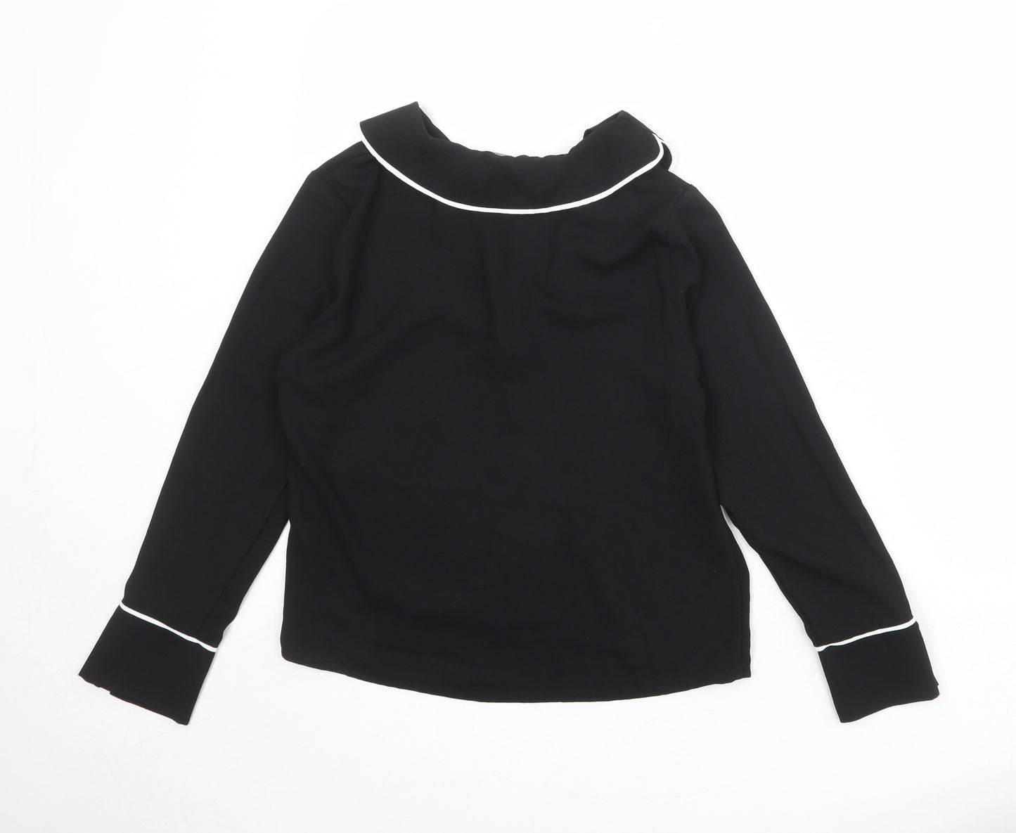 New Look Womens Black Polyester Basic Button-Up Size 6 Collared