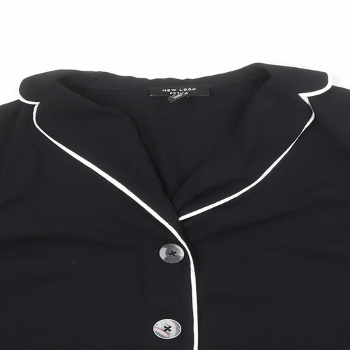 New Look Womens Black Polyester Basic Button-Up Size 6 Collared