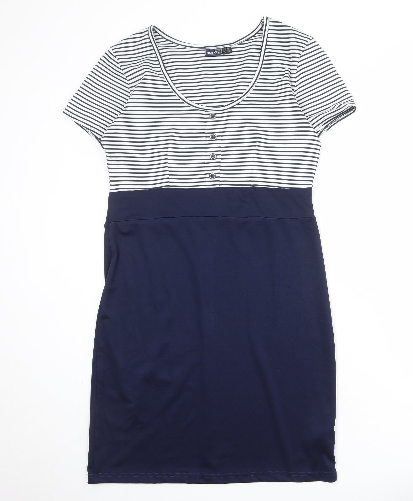 ESMARA Womens Blue Striped Polyester Shift Size 14 Round Neck Pullover - Size 14-16