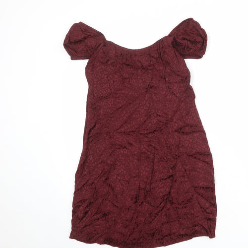 Motel Womens Red Geometric Viscose A-Line Size S Round Neck Zip