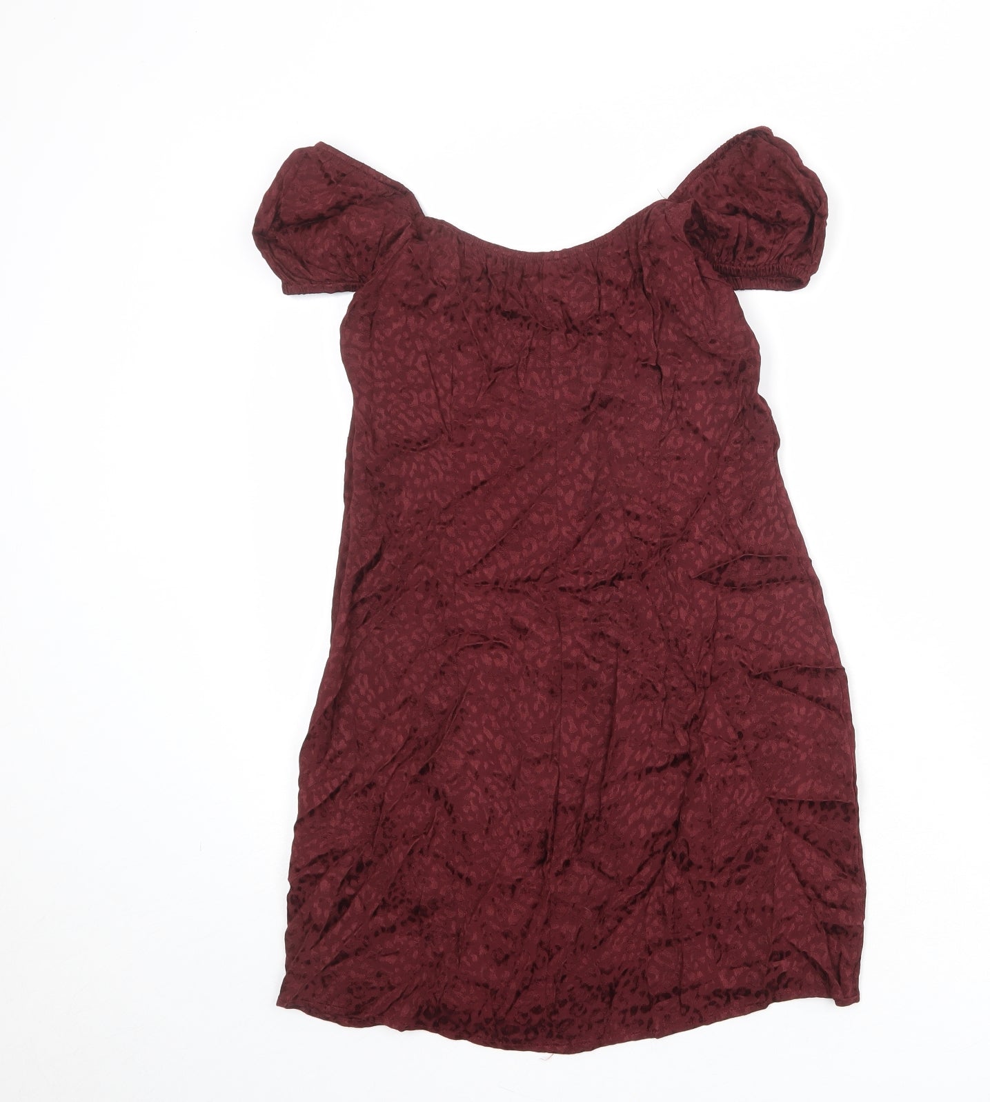 Motel Womens Red Geometric Viscose A-Line Size S Round Neck Zip