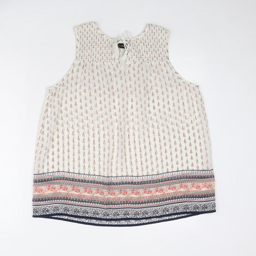 New Look Womens Ivory Geometric Polyester Basic Tank Size 12 Boat Neck
