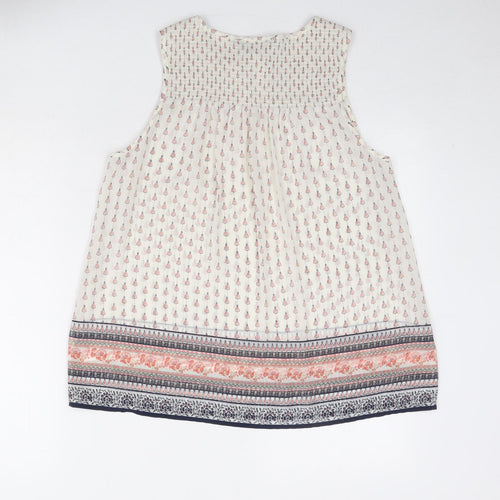 New Look Womens Ivory Geometric Polyester Basic Tank Size 12 Boat Neck