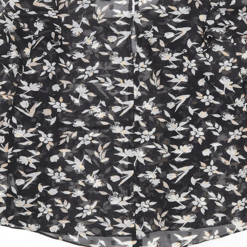 River Island Womens Black Floral Polyester Basic Blouse Size 6 Round Neck