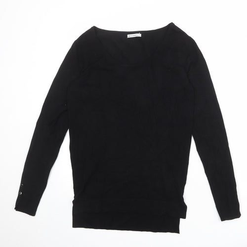 Encuentro Womens Black Scoop Neck Viscose Pullover Jumper Size M