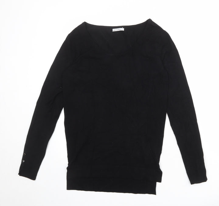 Encuentro Womens Black Scoop Neck Viscose Pullover Jumper Size M