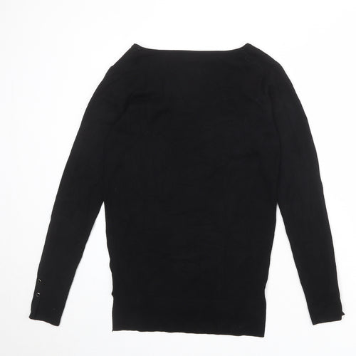 Encuentro Womens Black Scoop Neck Viscose Pullover Jumper Size M