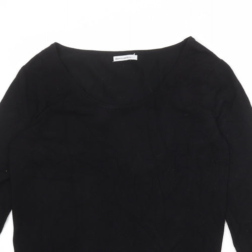 Encuentro Womens Black Scoop Neck Viscose Pullover Jumper Size M