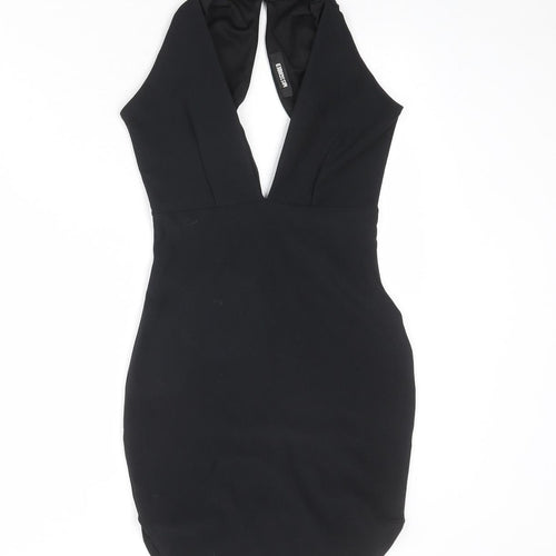 Missguided Womens Black Polyester Mini Size 6 Halter Button