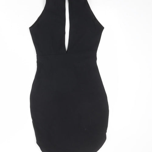 Missguided Womens Black Polyester Mini Size 6 Halter Button
