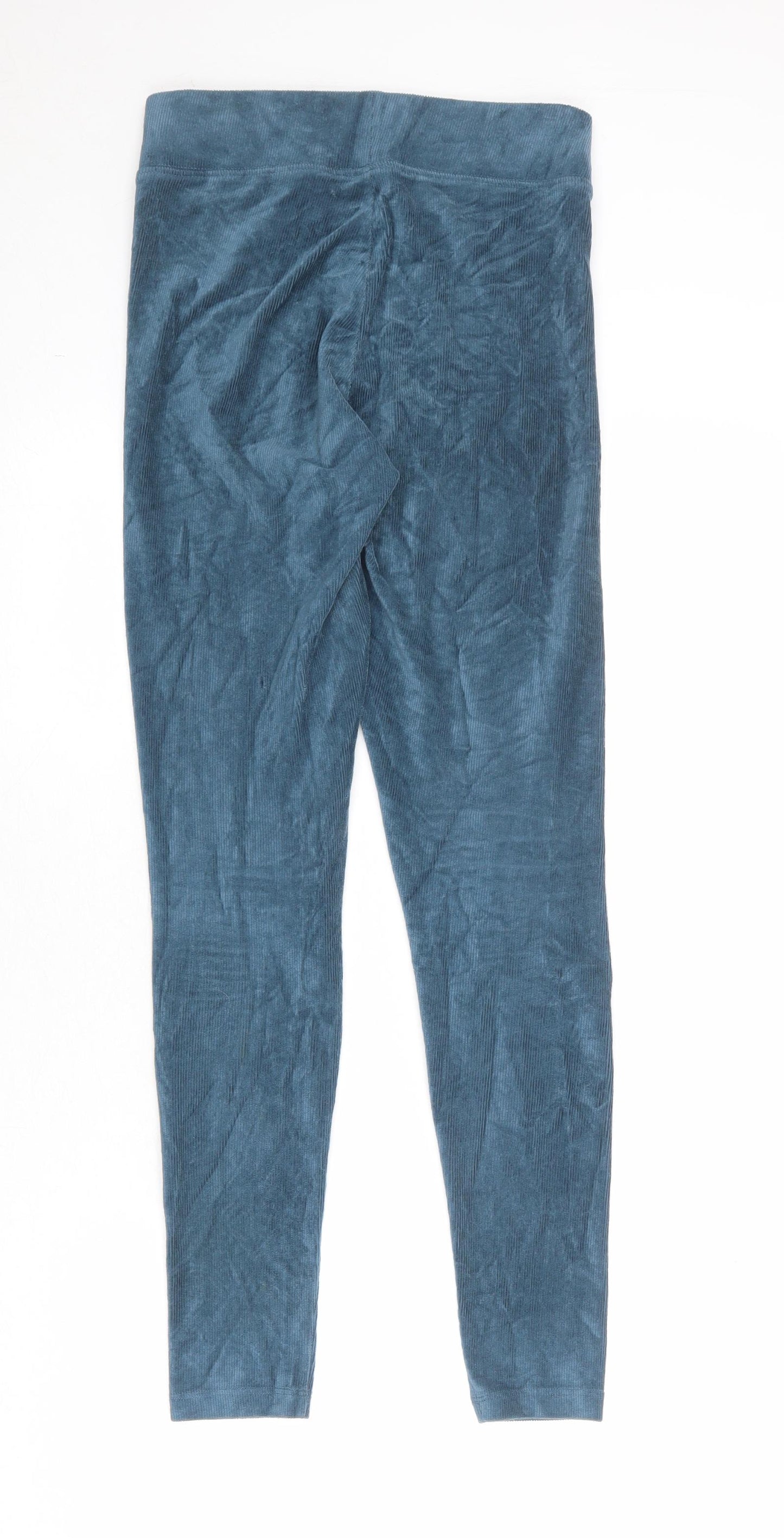 Marks and Spencer Womens Blue Cotton Carrot Leggings Size 8 - Ribbed