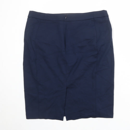 Marks and Spencer Womens Blue Viscose Straight & Pencil Skirt Size 18 Zip