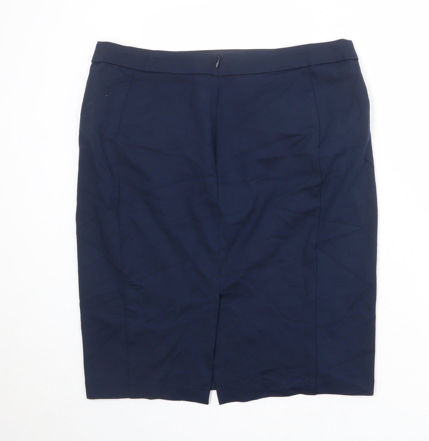 Marks and Spencer Womens Blue Viscose Straight & Pencil Skirt Size 18 Zip