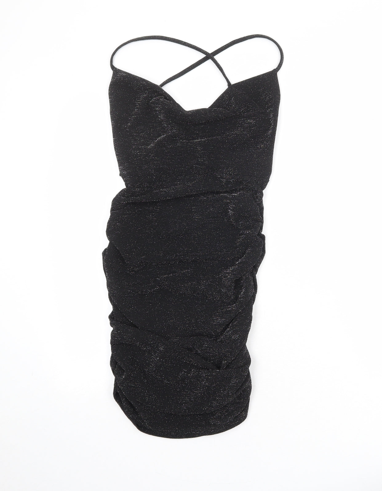 Boohoo Womens Black Polyester Bodycon Size 6 V-Neck Pullover