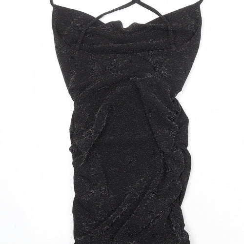 Boohoo Womens Black Polyester Bodycon Size 6 V-Neck Pullover