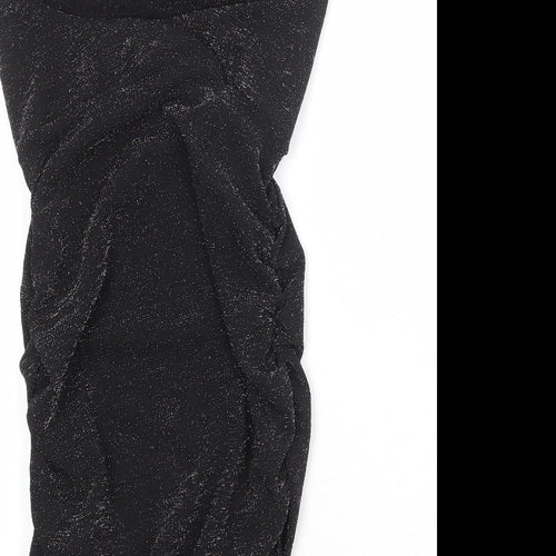 Boohoo Womens Black Polyester Bodycon Size 6 V-Neck Pullover