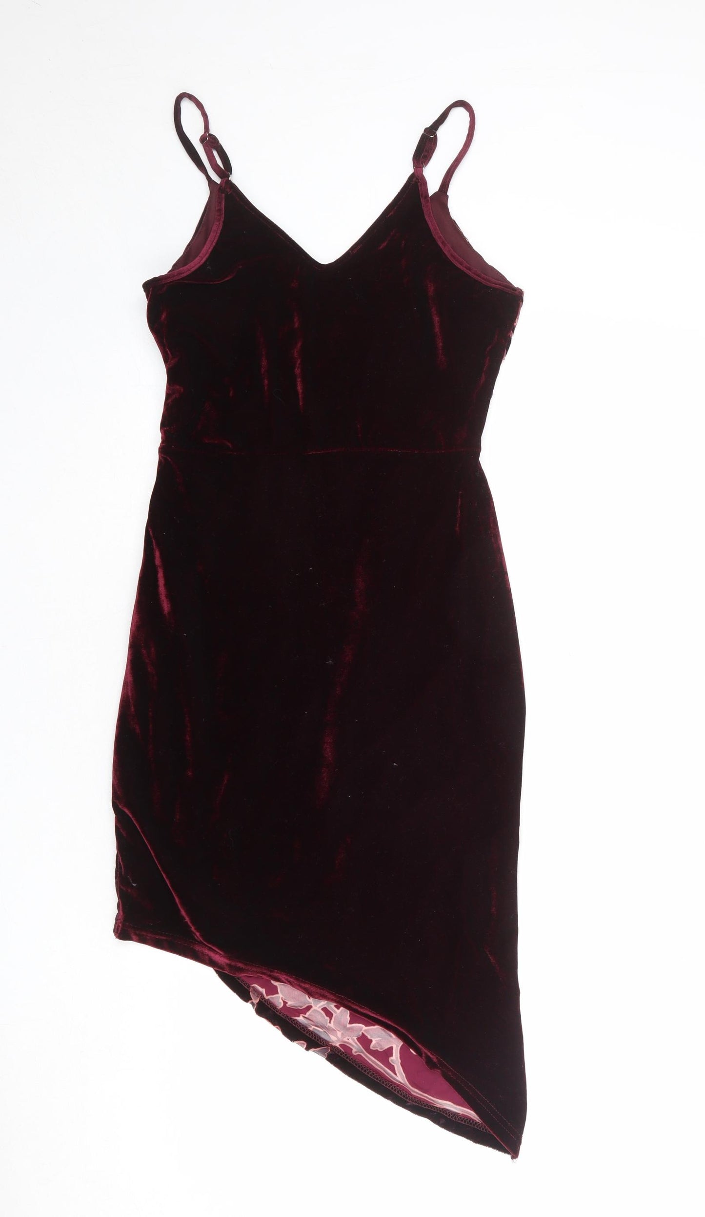 Parisian Womens Red Floral Polyester Tank Dress Size 8 V-Neck Zip